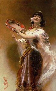 Gypsy and Tambourine ALois Han Schram c.1885